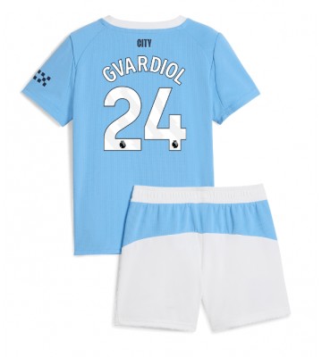 Manchester City Josko Gvardiol #24 Hjemmebanetrøje Børn 2025-26 Kortærmet (+ Korte bukser)